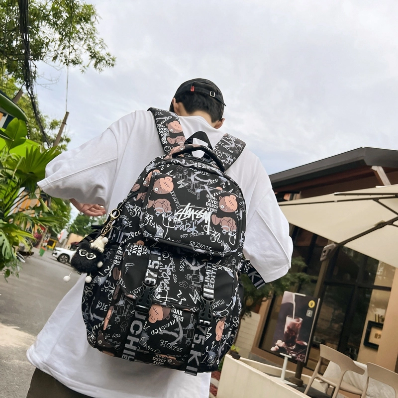 尊梵 街头潮流通勤时尚拉链时尚大学生 尼龙 双肩包 常规 男女同款情侣款 白色/黑色/灰色/桔色