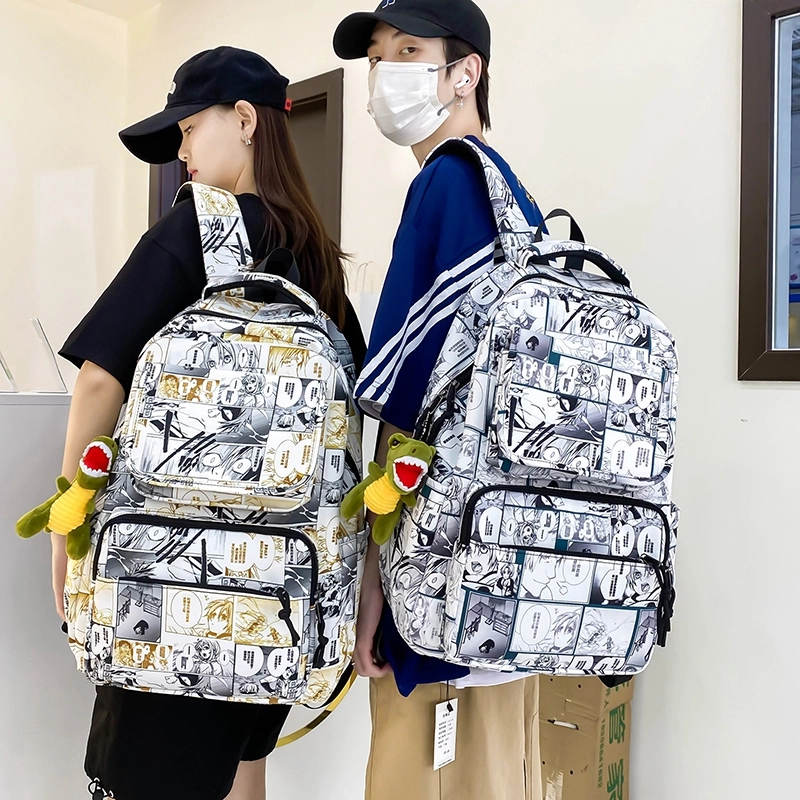 尊梵 街头潮流通勤时尚拉链背包 尼龙 双肩包 常规 男女同款情侣款 黑色/红色/黄色/绿色