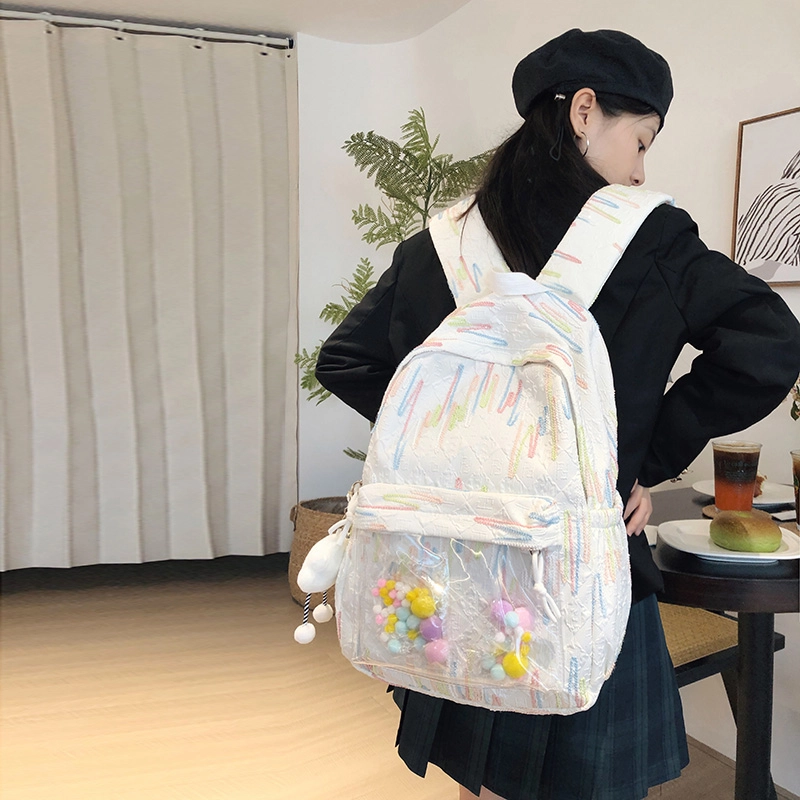 尊梵 小清新休闲简约日常上课通勤时尚百搭 尼龙 双肩包 女款 白色/黑色/粉色/黄色