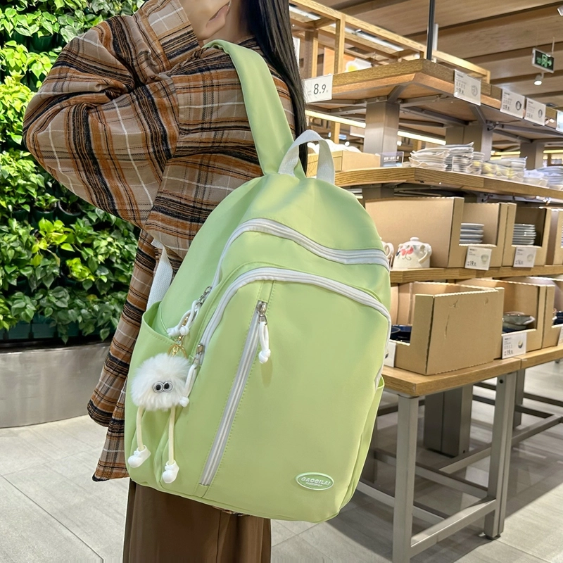 尊梵 潮流拉链清新图案纯色 尼龙 双肩包 女款 多色