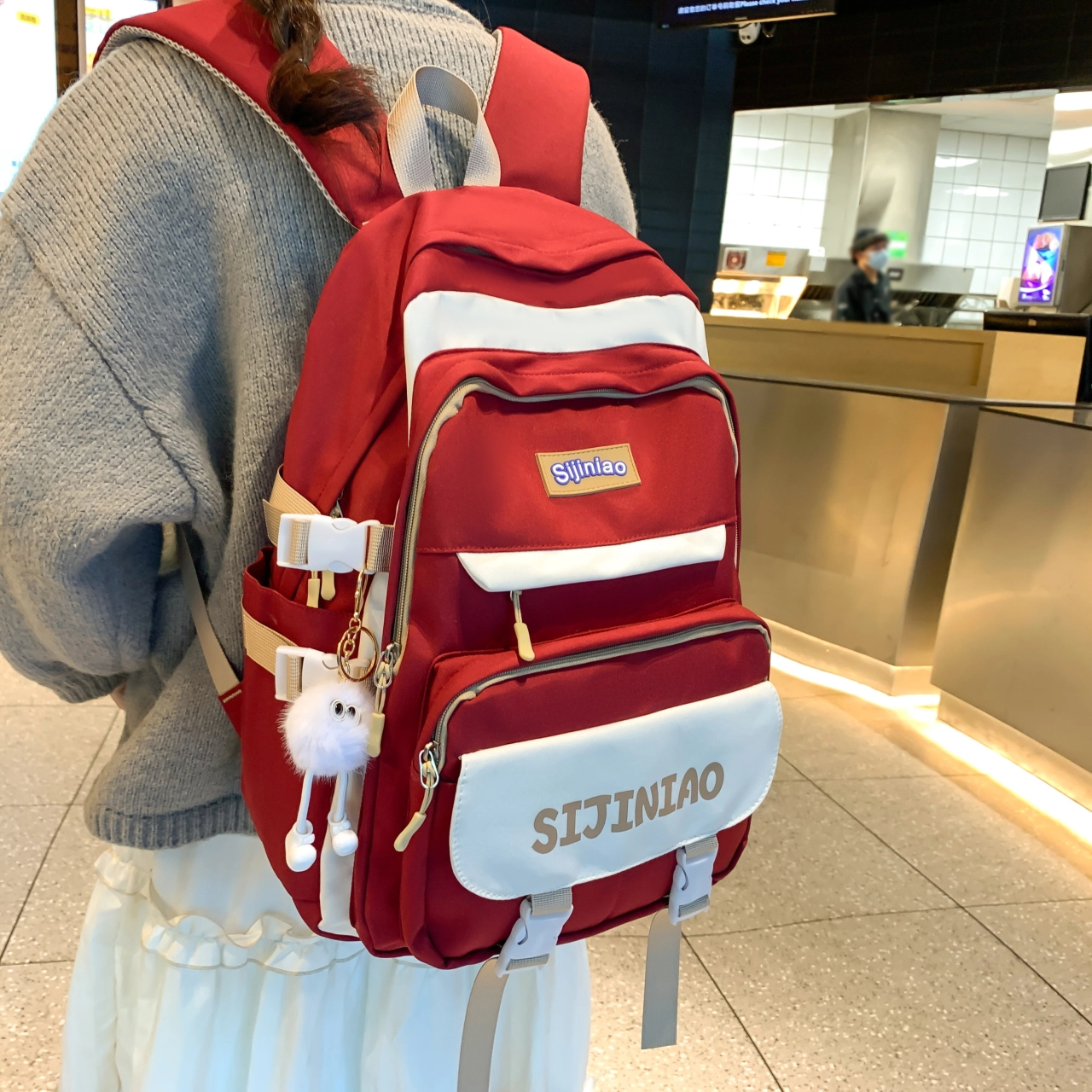 尊梵 功能电脑时尚超学生多口袋拉链 双肩包 尼龙 女款 多色