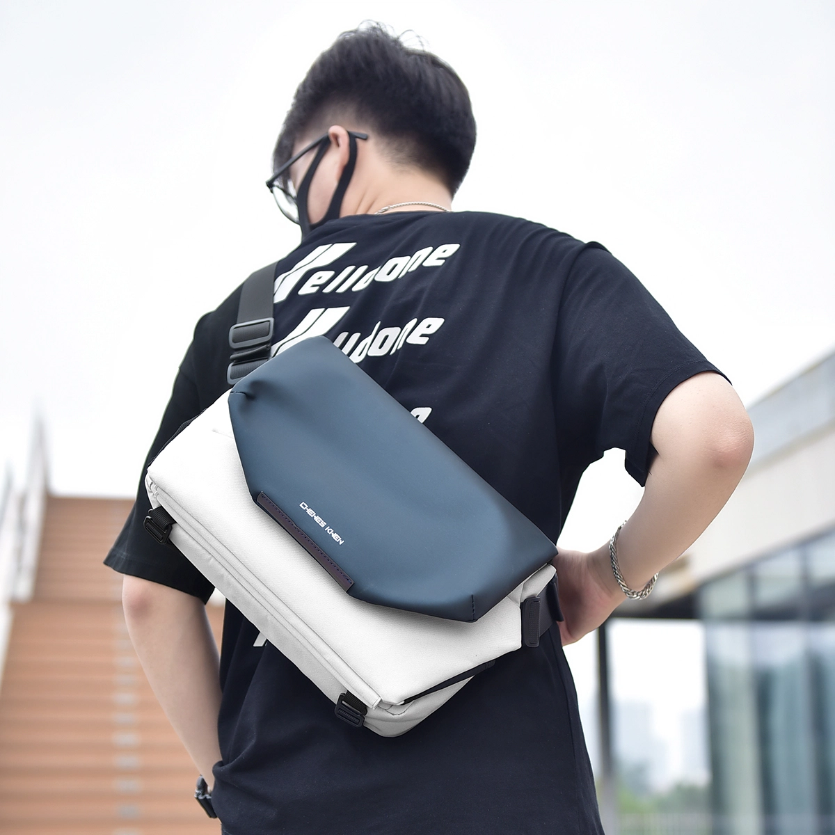 简约百搭 尼龙布 斜挎包 男女同款情侣款 黑色/灰色