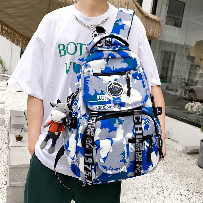 尊梵 通勤日常街头潮流小清新拉链开合时尚 尼龙 双肩包 男女同款情侣款 灰色/黑色/黄色/蓝色/深蓝