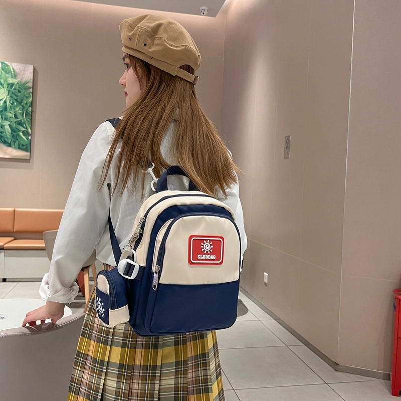 尊梵 小清新时尚校园大学生通勤背包 尼龙 双肩包 常规 女款 黑色/粉色/卡其色/蓝色