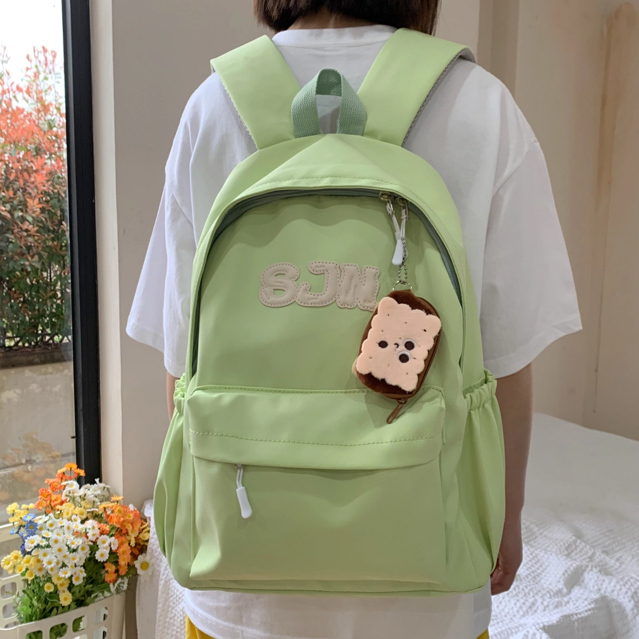 尊梵 多功能电脑时尚超学生多口袋拉链开合 双肩包 尼龙 女款 多色