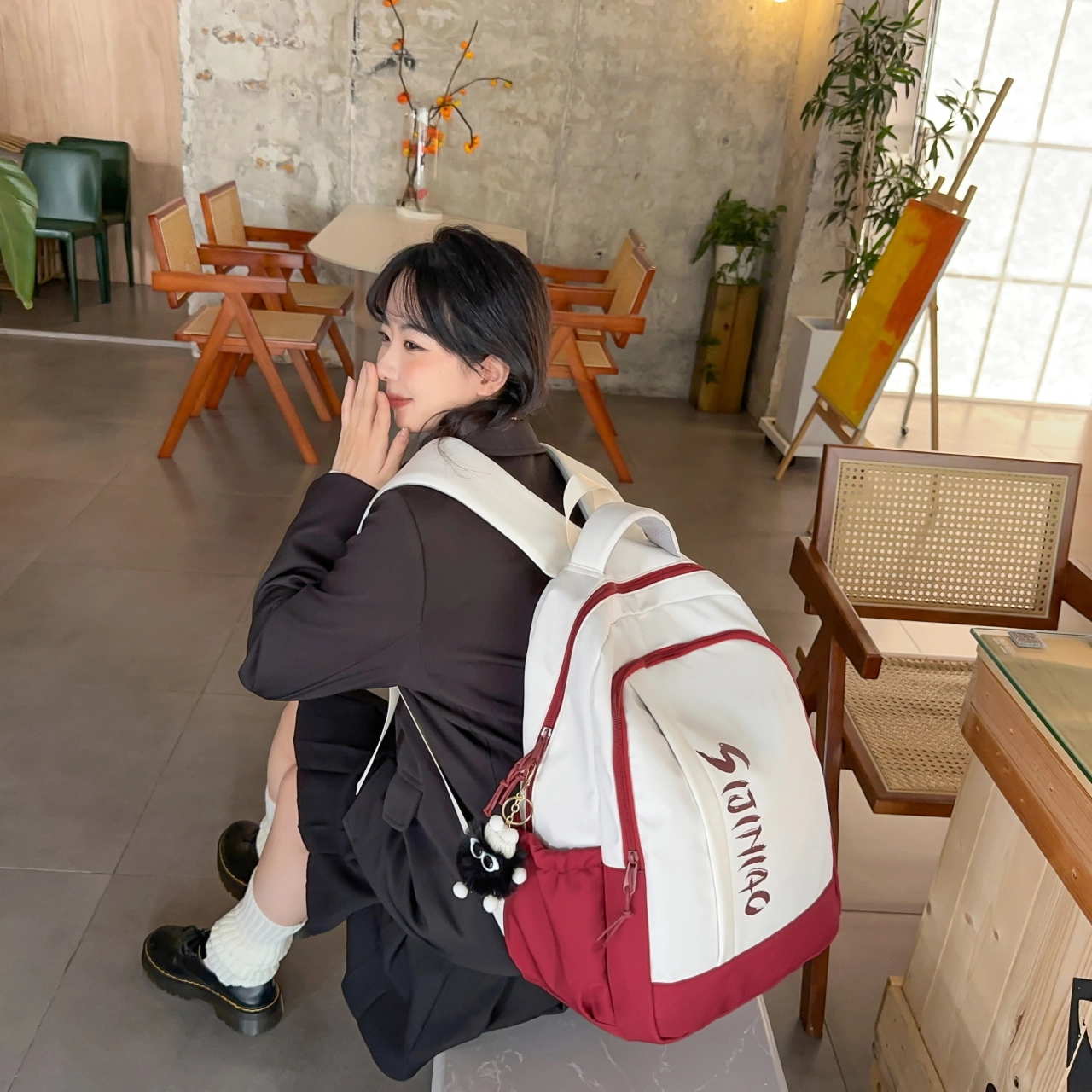 尊梵 多功能大容量书包多口袋 双肩包 尼龙 女款 多色