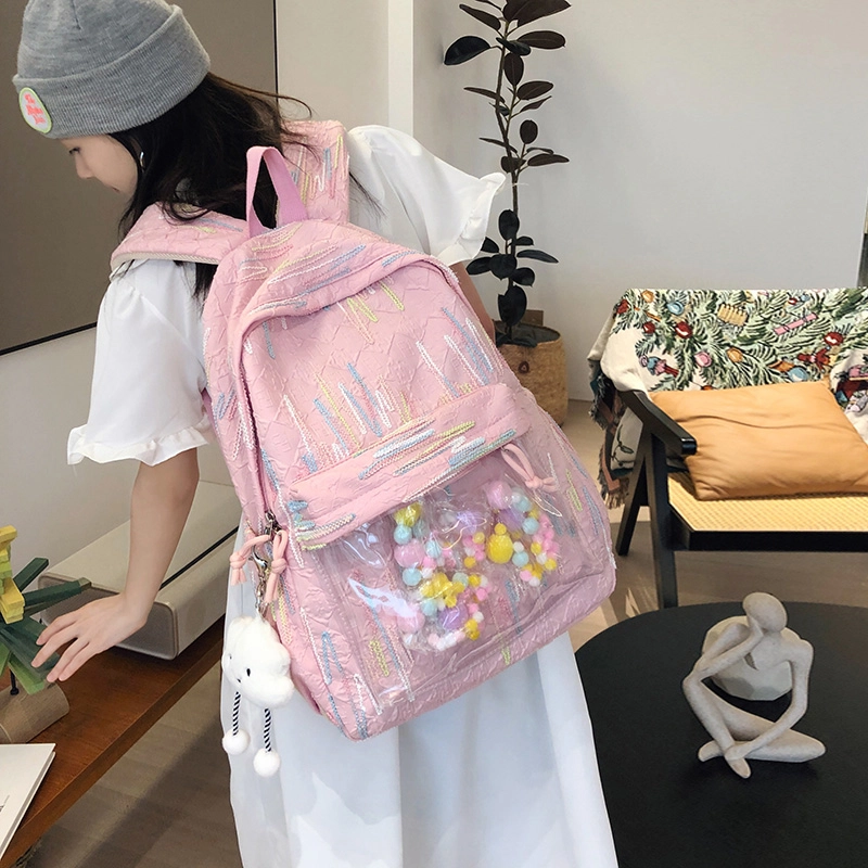 尊梵 小清新休闲简约日常上课通勤时尚百搭 尼龙 双肩包 女款 白色/黑色/粉色/黄色