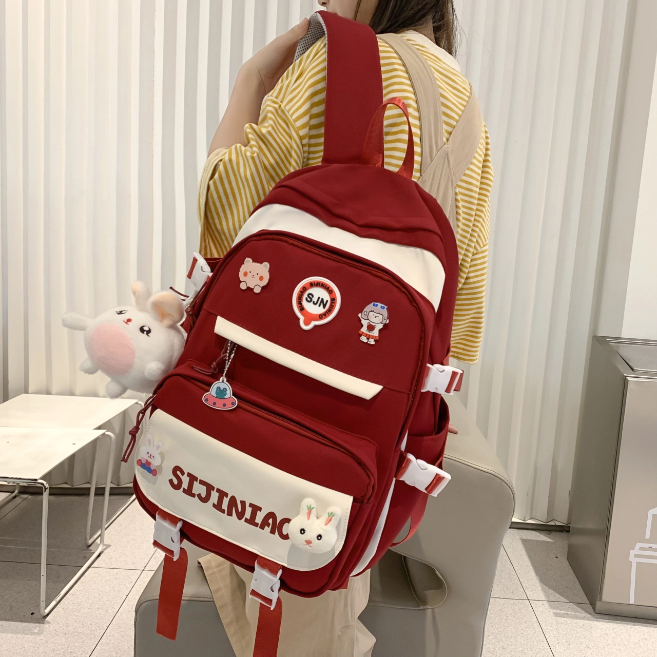 尊梵 多功能大容量书包多口袋双肩包 尼龙 女款 多色