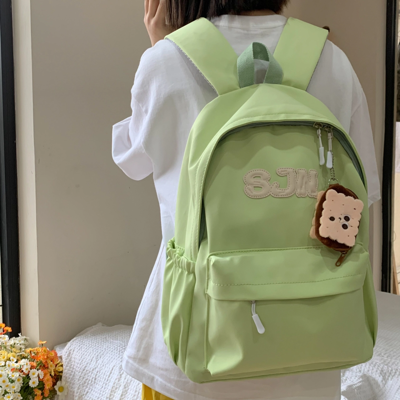 尊梵 多功能电脑时尚超学生多口袋拉链开合 双肩包 尼龙 女款 多色