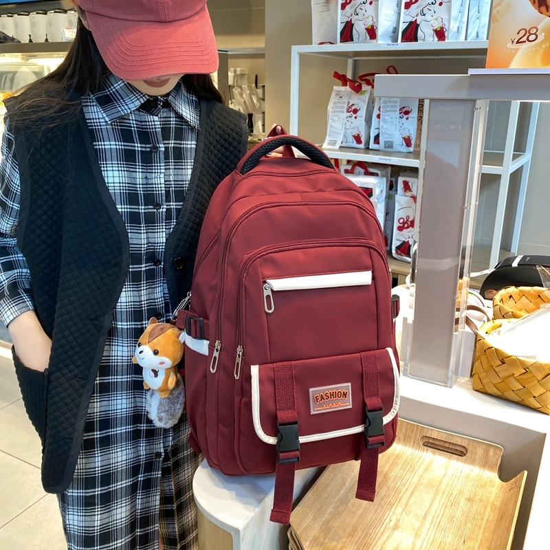 尊梵 休闲简约日常上课通勤时尚百搭 尼龙布 双肩包 女款 黑色/粉色/红色/绿色/蓝色