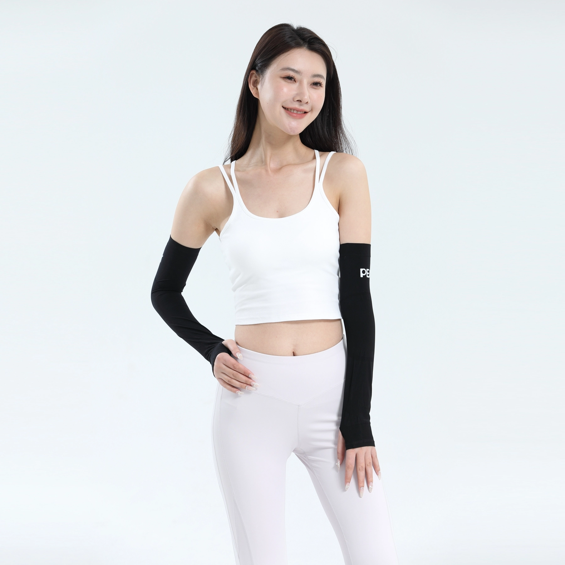 匹克 高效隔热持久降温 塑性显瘦高弹速干篮球骑行机车 保护袖套户外运动防紫外线冰袖 氨纶 锦纶 防晒袖 男女同款情侣款 黑白灰
