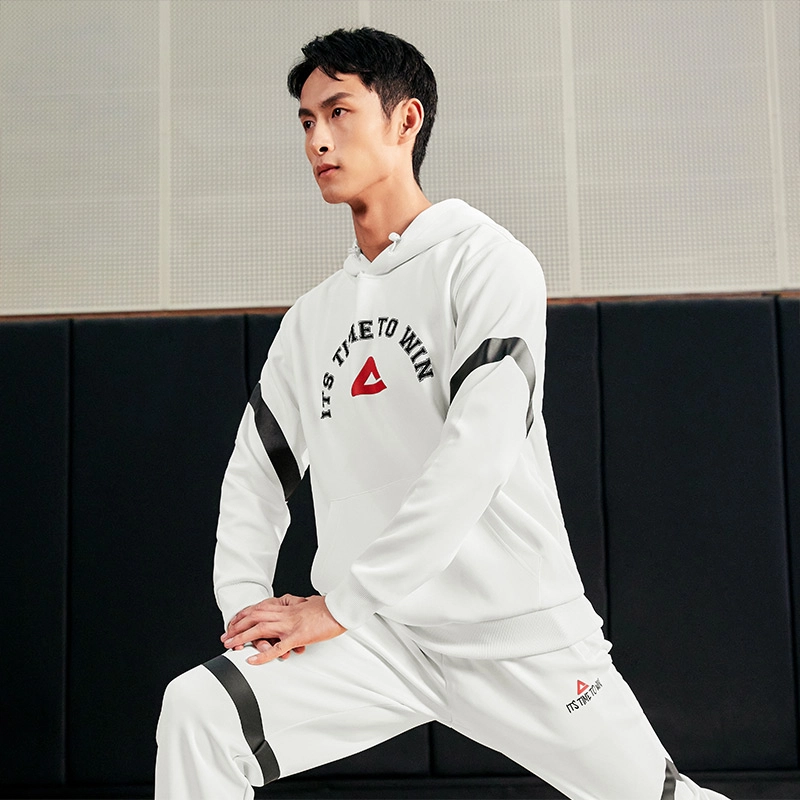 匹克 篮球训练系列 款潮流百搭套头运动连帽卫衣 男款 本白