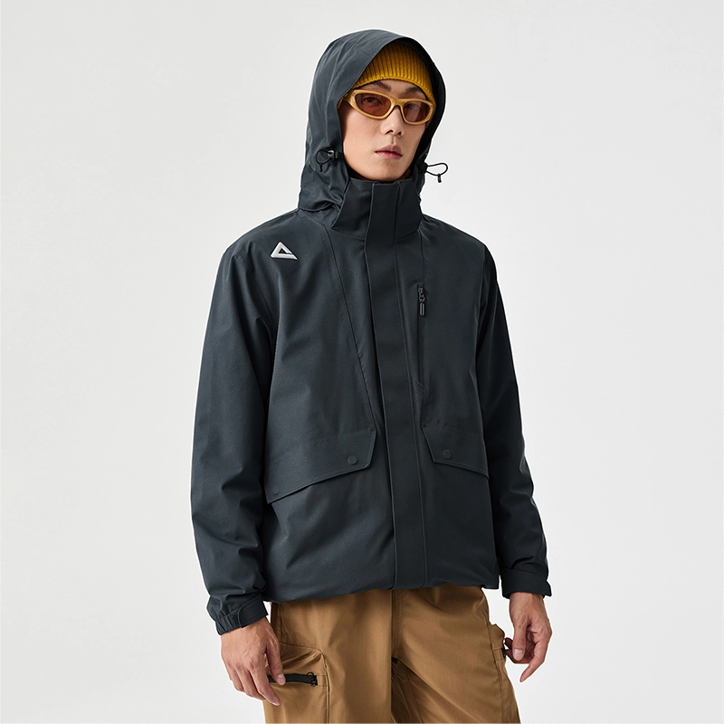 匹克  驭峰甲三合一摇粒绒 山系徒步户外潮流防风防水登山服保暖耐磨休闲百搭骑行机能 冲锋衣 男 焦灰