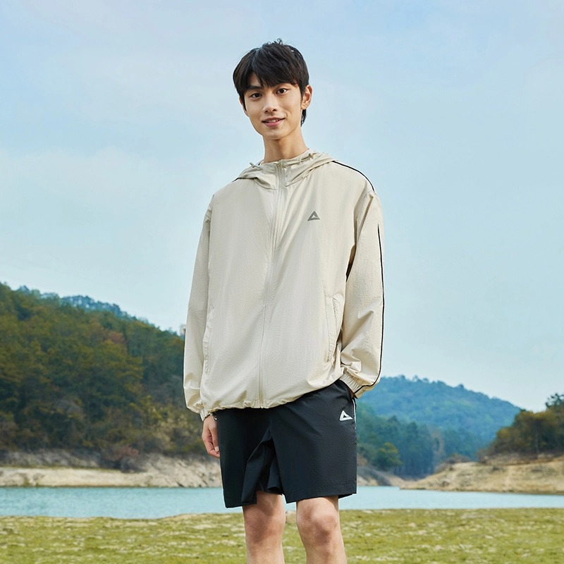 匹克 紫薯防晒 梭织防晒套装夏季官方新款防晒衣轻薄透气运动外套 男女同款 浅灰黑色