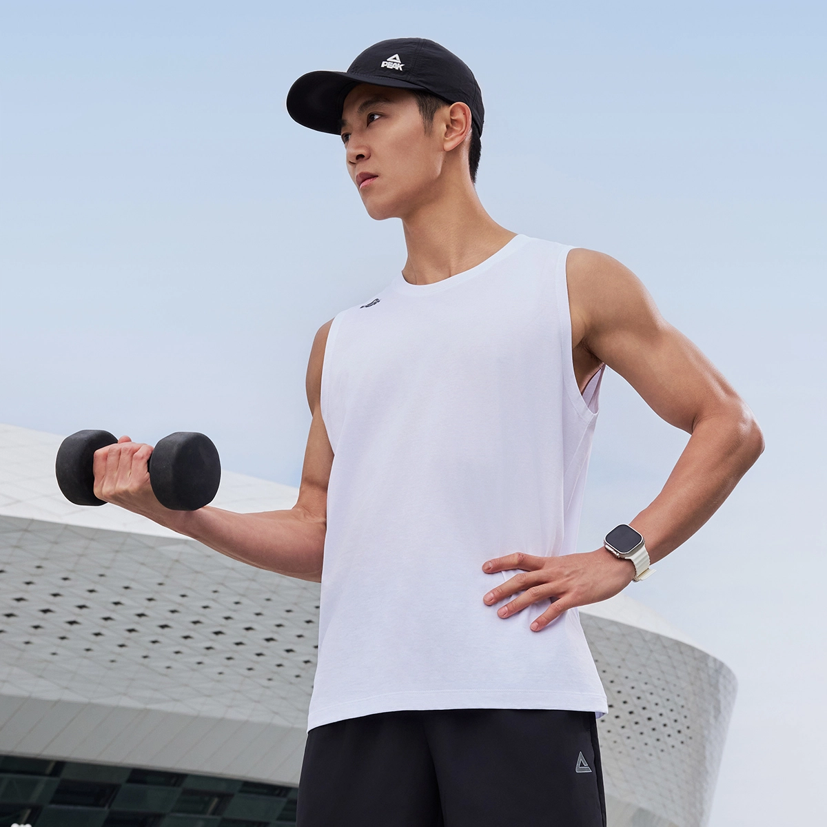 匹克 综训速干吸湿透气运动健身休闲舒适简约无袖坎肩上衣训练背心 男款 大白