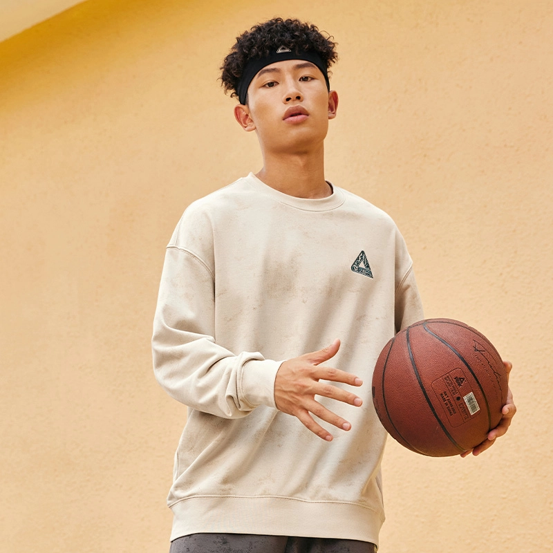 匹克 篮球文化系列 圆领长袖套头休闲卫衣 男款 白浅卡其