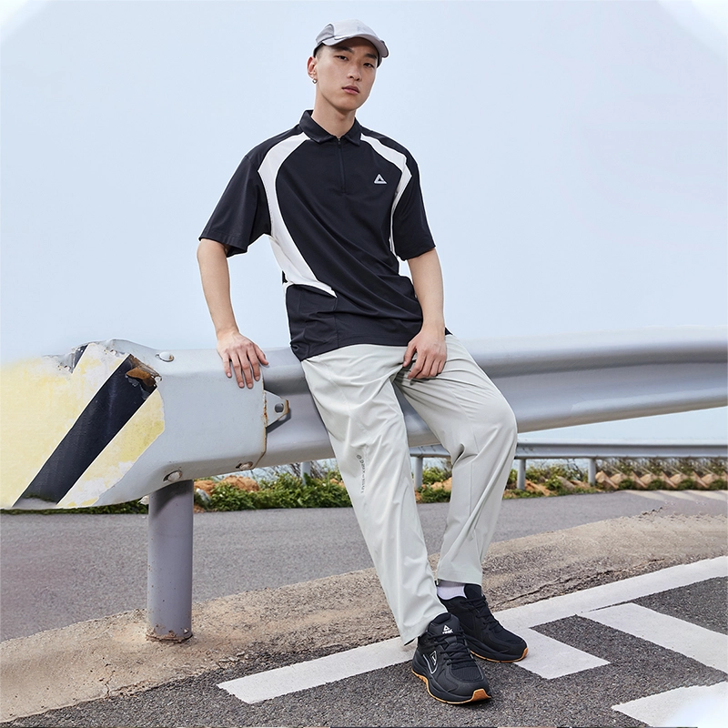 匹克 启系列 纯色基础款夏季梭织长裤宽松透气运动裤百搭健身跑步裤 男款 浅银灰