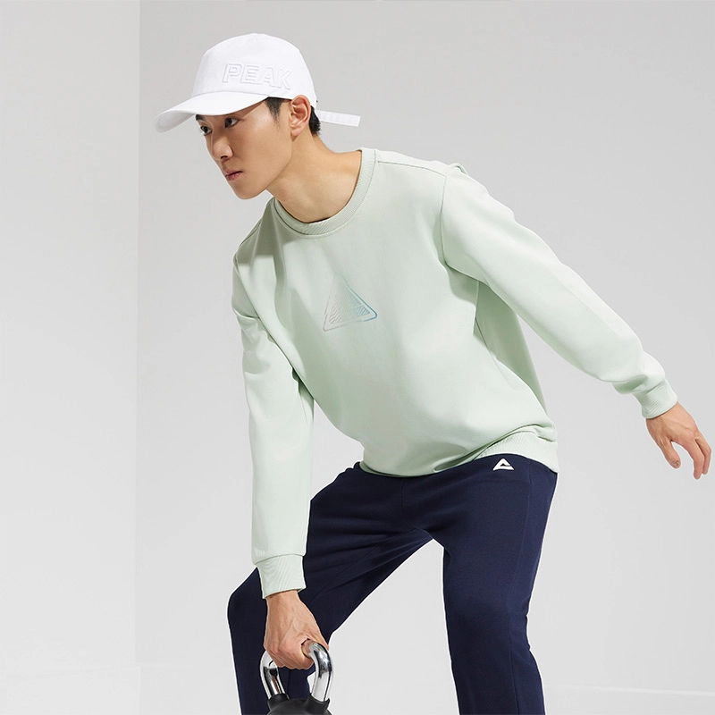 匹克 综合运动系列 休闲百搭跑步圆领运动卫衣情侣款保暖套头衫 男女同款 豆绿