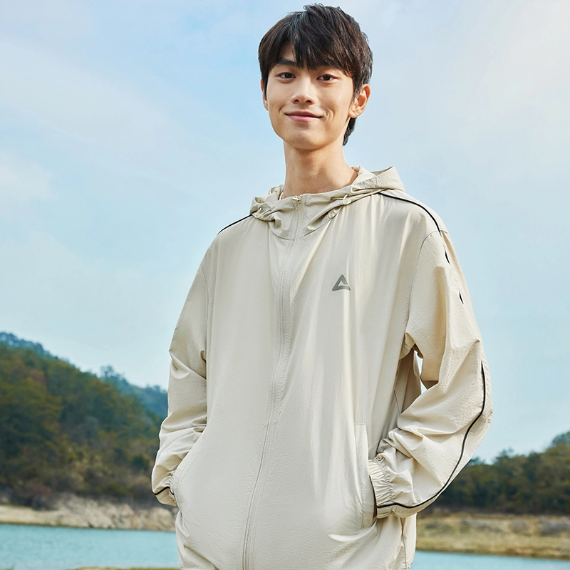 匹克 紫薯防晒 梭织防晒套装夏季官方新款防晒衣轻薄透气运动外套 男女同款 浅灰黑色