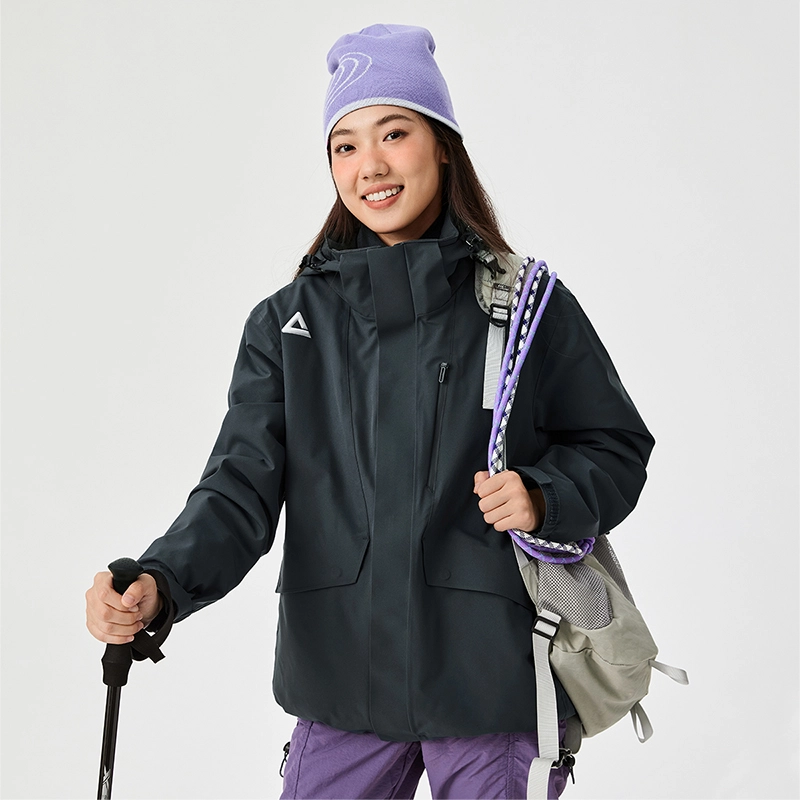 匹克  驭峰甲三合一摇粒绒 山系徒步户外潮流防风防水登山服保暖耐磨休闲百搭骑行机能 冲锋衣 男 焦灰
