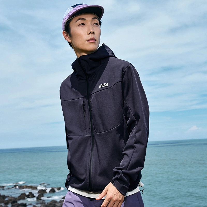 匹克 驭峰甲三防软壳风衣 山系户外运动外套防水防污秋季新款运动服连帽上衣夹克风衣 男款 藏蓝