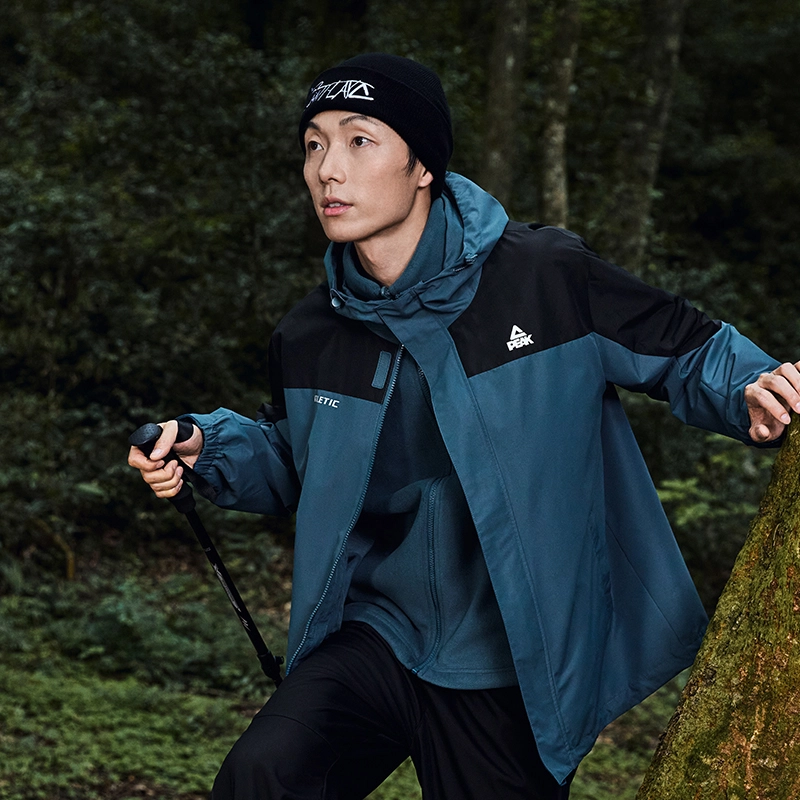 匹克 三合一风衣 山系徒步户外潮流防泼水运动外套梭织日常穿搭专业防护登山服 冲锋衣风衣 男 石墨蓝