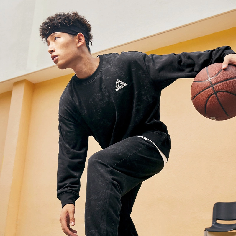 匹克 篮球文化系列 圆领长袖套头休闲卫衣 男款 黑色