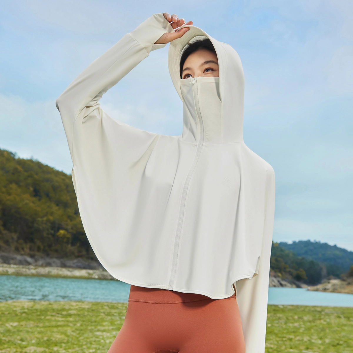 匹克 紫薯防晒 针织皮肤风衣夏季官方新款运动外套纯色休闲连帽防晒衣 女款 本白