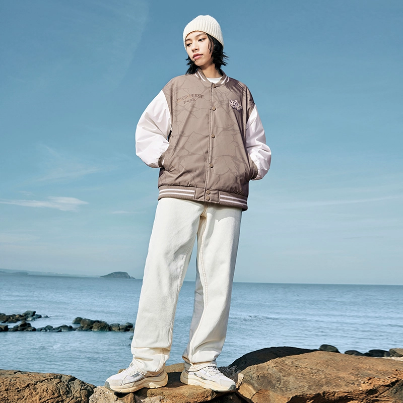 匹克 潮流系列 印花运动宽松休闲长袖薄夹克 男女同款 皮棕色