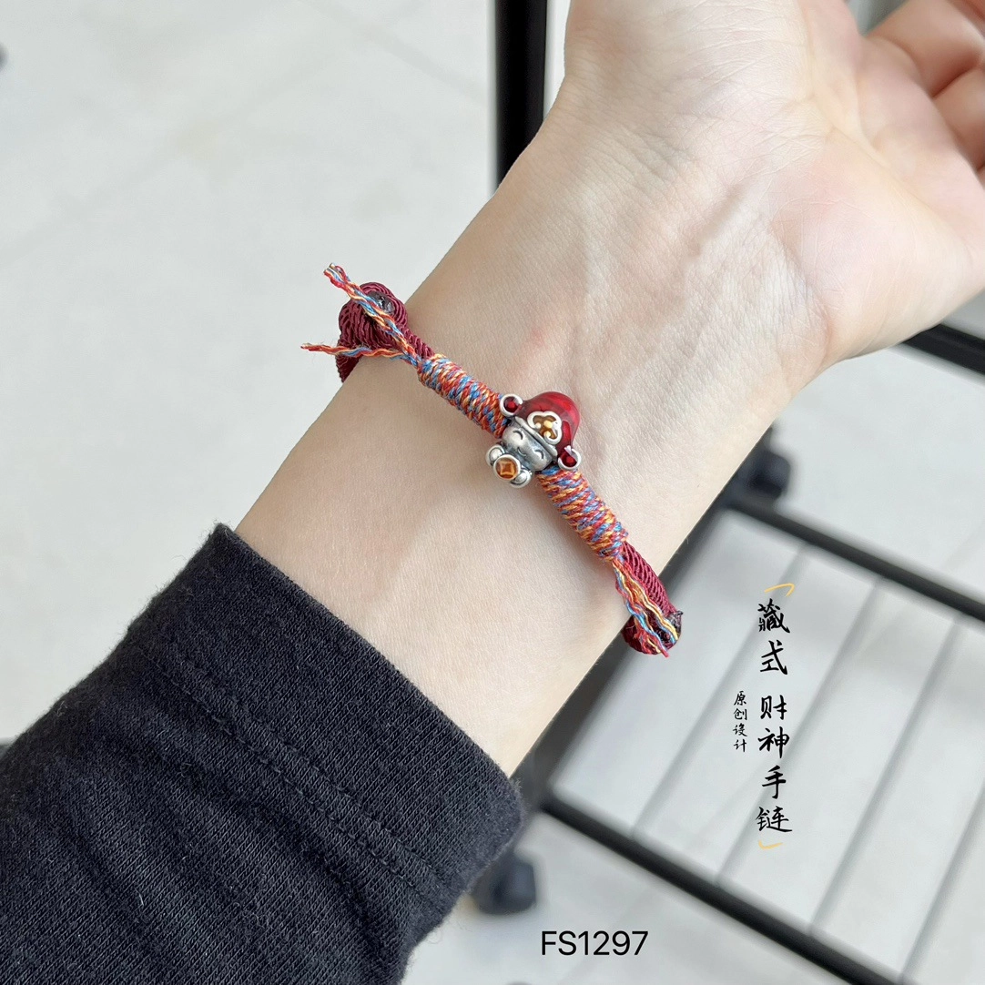 银之岚 滴胶财神藏式调节 国潮小众轻奢好运 足银 手链 男女同款情侣款