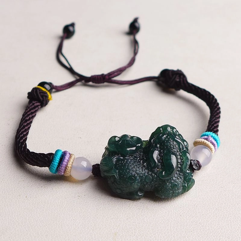 菲燕 精雕正品 老坑 貔貅 糯种 翡翠手链 男女同款情侣款