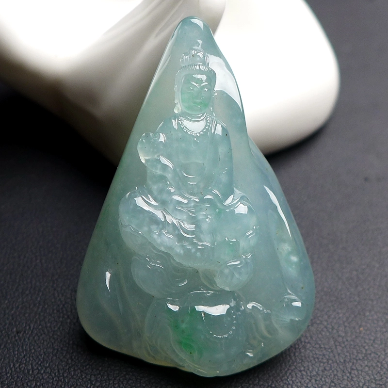 菲燕 普贤菩萨 精雕随型 糯种 翡翠吊坠 男女同款情侣款