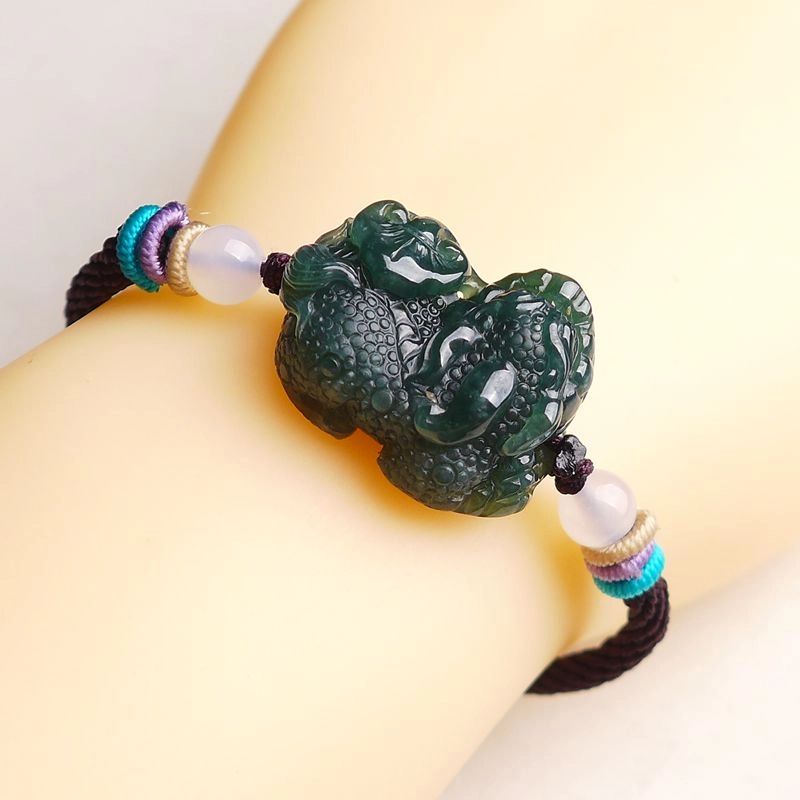菲燕 精雕正品 老坑 貔貅 糯种 翡翠手链 男女同款情侣款