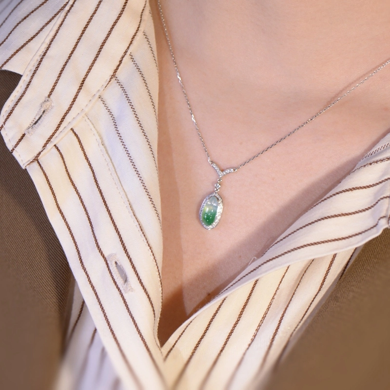 菲燕 福豆锁骨链 糯冰 翡翠项链 男女同款情侣款
