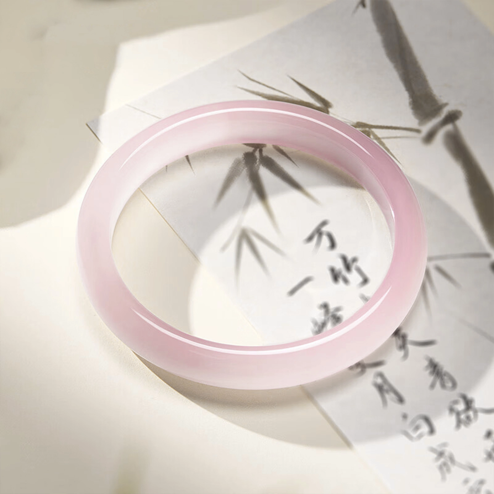 希笛拉 蜜桃仙女粉 甜美桃花粉在逃公主 新中式国潮复古汉服美人镯 一步一响古风精致素雅白月光叮当镯 玻璃猫眼 手镯 男女同款情侣款