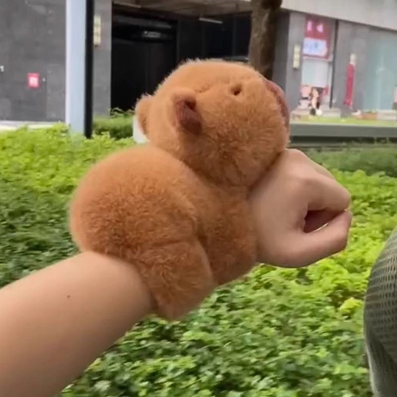 安之静雅 卡皮巴拉水豚啪啪圈 丑萌娃娃 玩偶 毛绒公仔