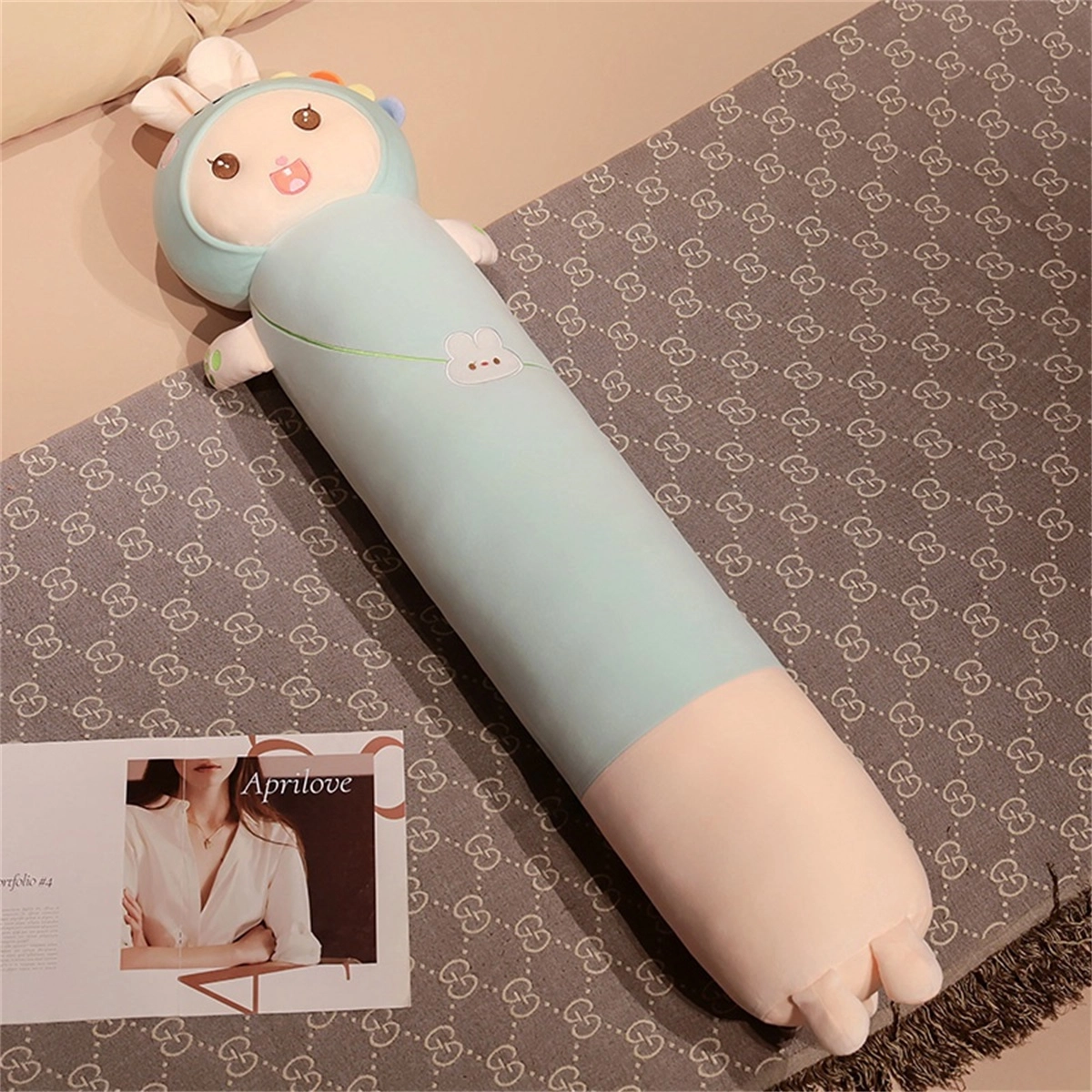 安之静雅 可爱兔子长条枕 玩偶 毛绒公仔