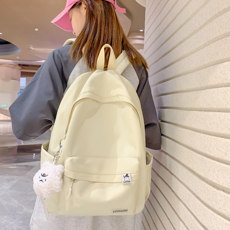 單倉 高颜值日系简约学院风大容量书包初高中学生纯色轻便百搭旅行 电脑背包 尼龙 双肩包 常规 男女同款情侣款 多色