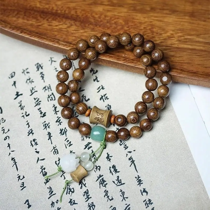 艾卡拉 精品六字真言佛珠文玩 檀木 手串 男女同款情侣款