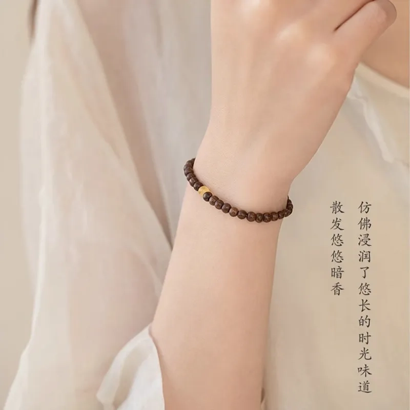 艾卡拉 精品带珠佛珠文玩 檀木 手串 男女同款情侣款