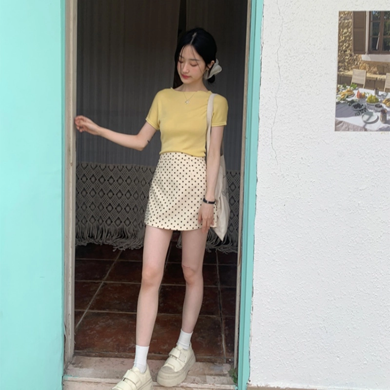 木清清 高腰时尚百搭气质休闲短裙 女款 杏色