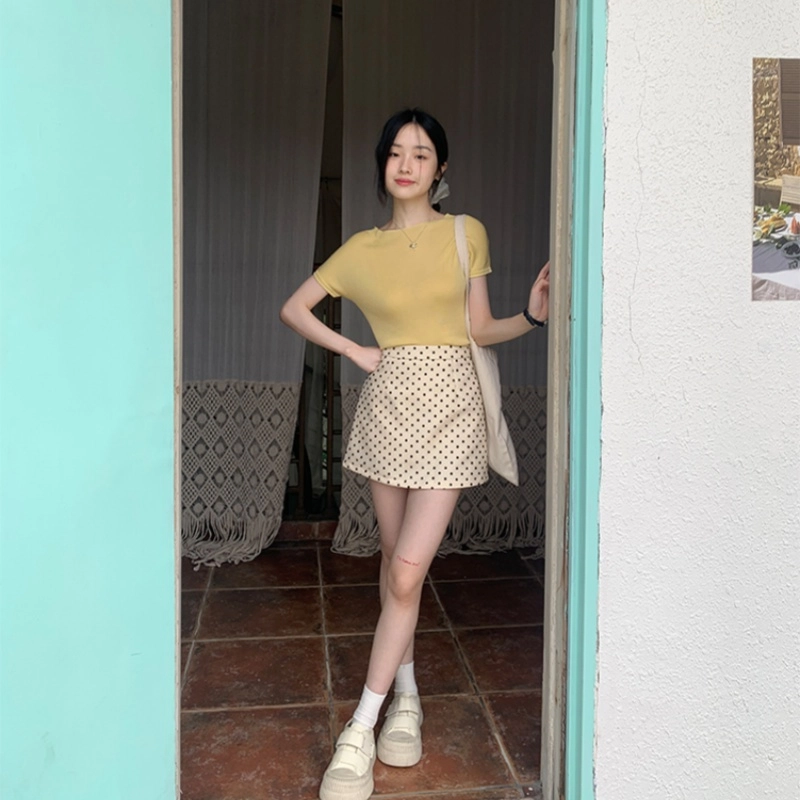 木清清 高腰时尚百搭气质休闲短裙 女款 杏色
