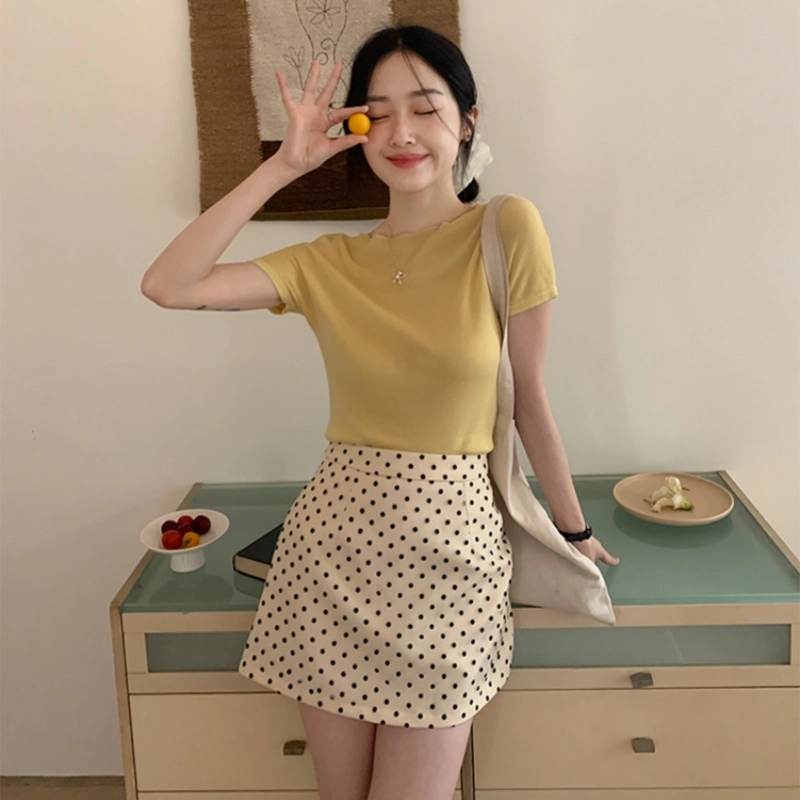 木清清 高腰时尚百搭气质休闲短裙 女款 杏色