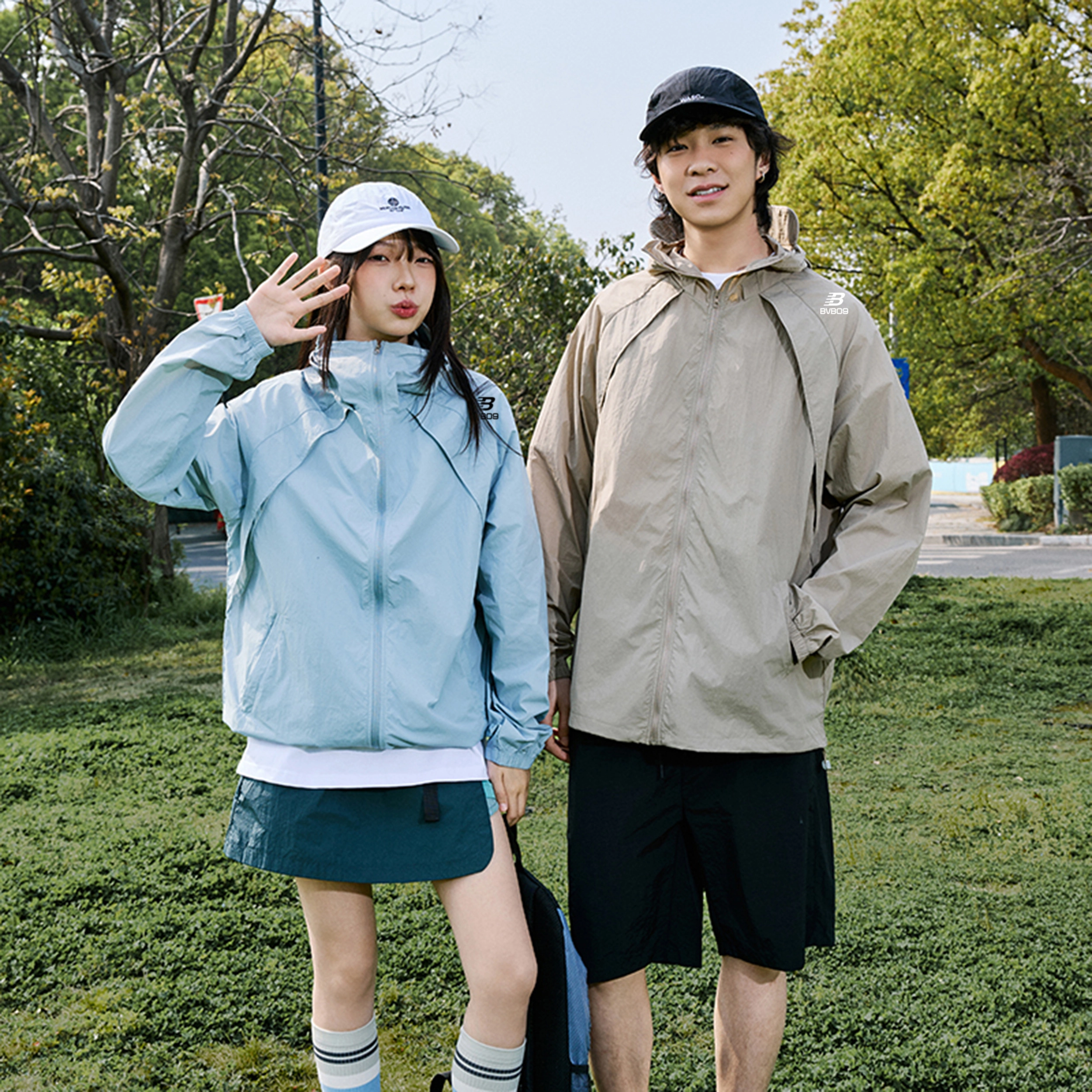 普鲁士多特蒙德 户外城市机能风队徽字母印花活叶裁剪解构拼接宽松百搭 透气伪装掩护防紫外线凉感防晒防晒服 男女同款