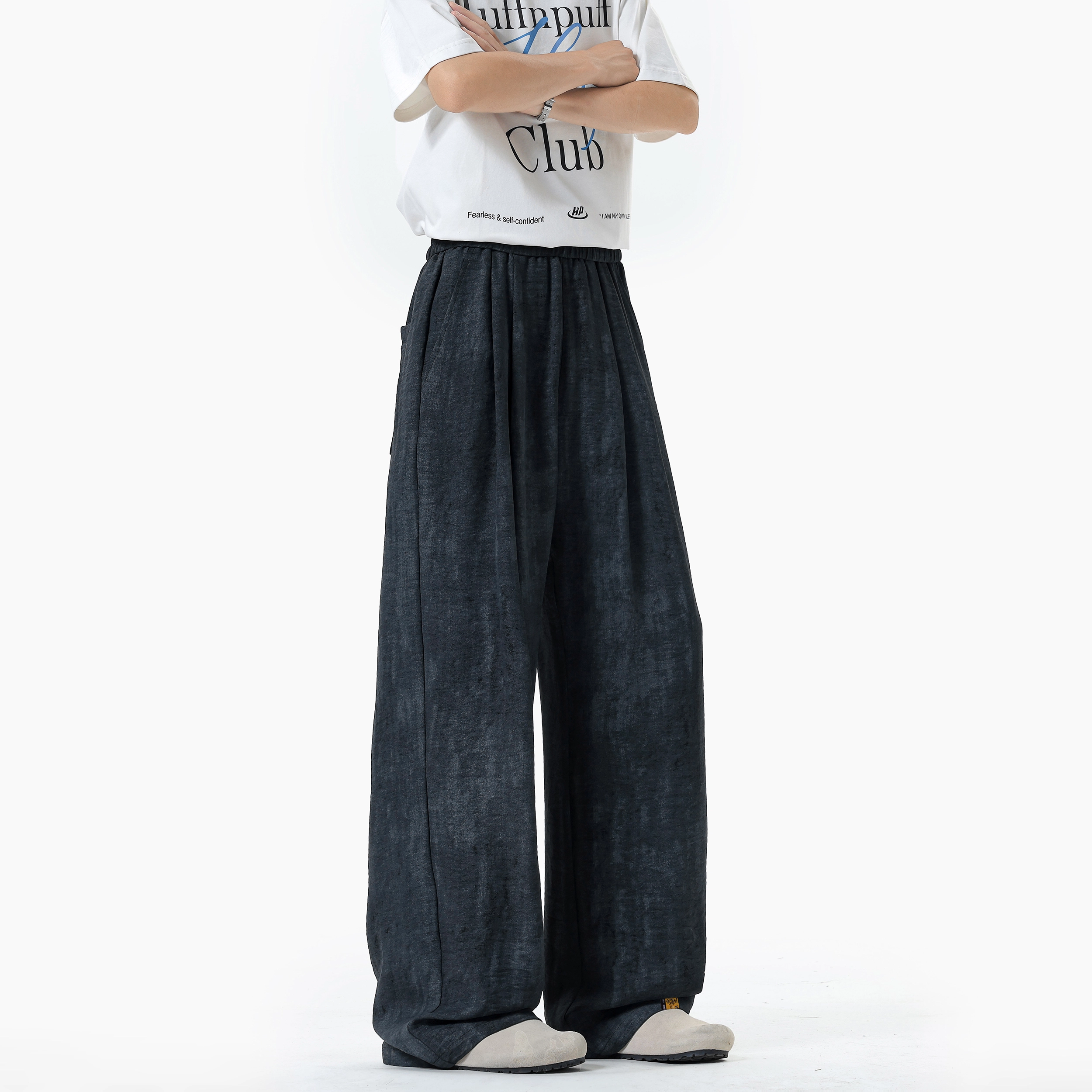 普鲁士多特蒙德 美式高街扎染脏脏风小众高级感宽松百搭直筒轻薄透气垂感休闲裤 男女同款