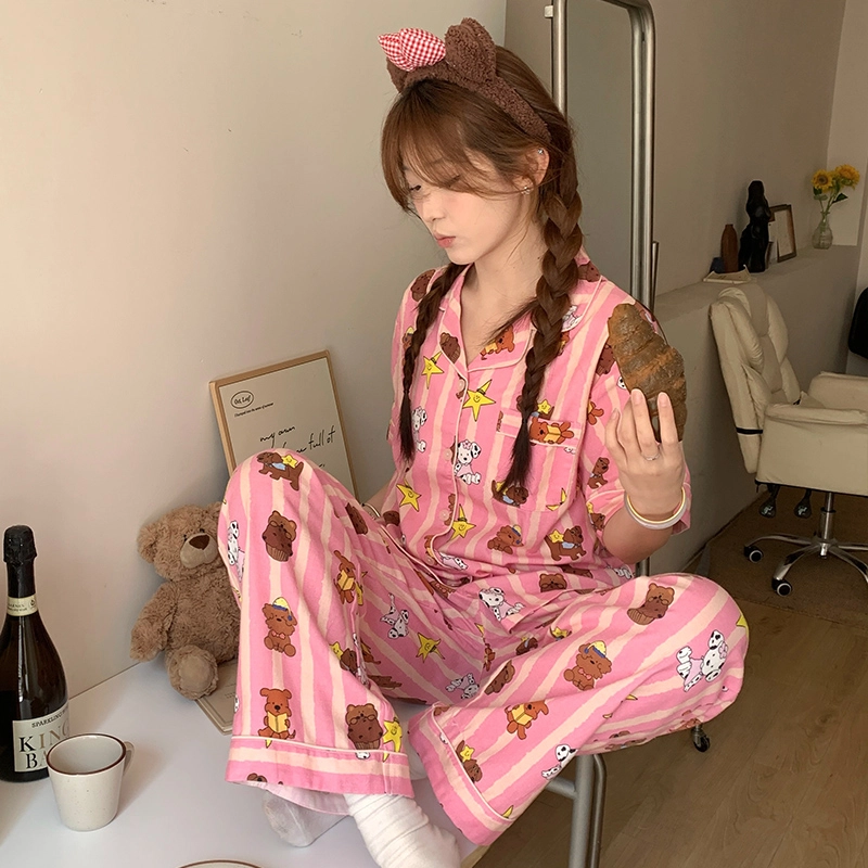 侘町 星星狗纯棉短袖卡通柔软透气亲肤睡衣礼盒 女款 图片色