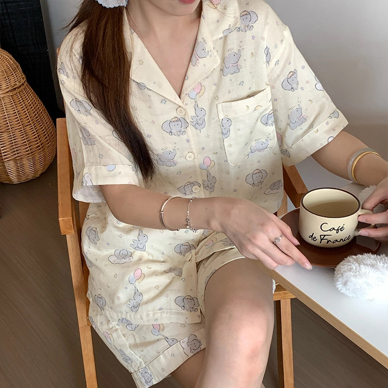 侘町 卡通可爱柔软透气亲肤纯棉睡衣礼盒 女款 图片色