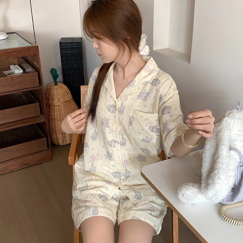 侘町 卡通可爱柔软透气亲肤纯棉睡衣礼盒 女款 图片色