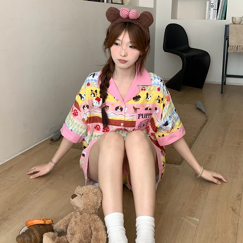 侘町 多巴胺纯棉卡通柔软透气亲肤睡衣礼盒 女款 图片色