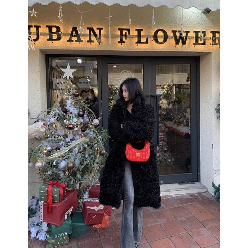 邓大喵 中长款保暖泰迪羊羔毛环保外套女毛毛女秋冬季穿搭皮草 女款